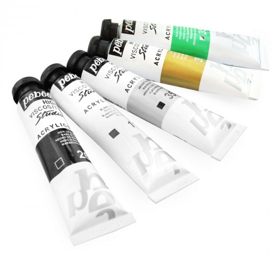 28-Piece Studio Acrylic Colors Set, Integrated Metallic Bag, Pebeo French